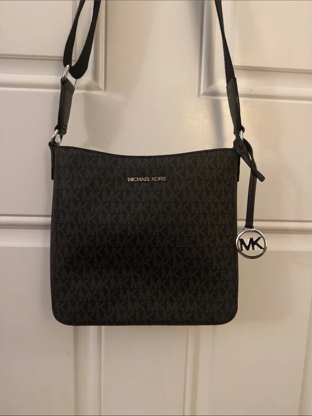 Michael Kors Black MK Signature Messenger Crossbody